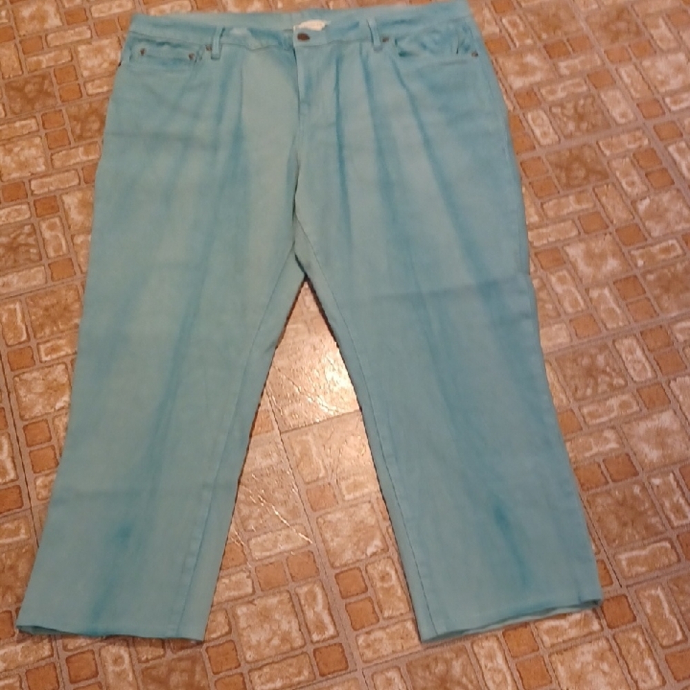Coldwater Creek Soft Aqua Color Jeans Cropped Size 18W